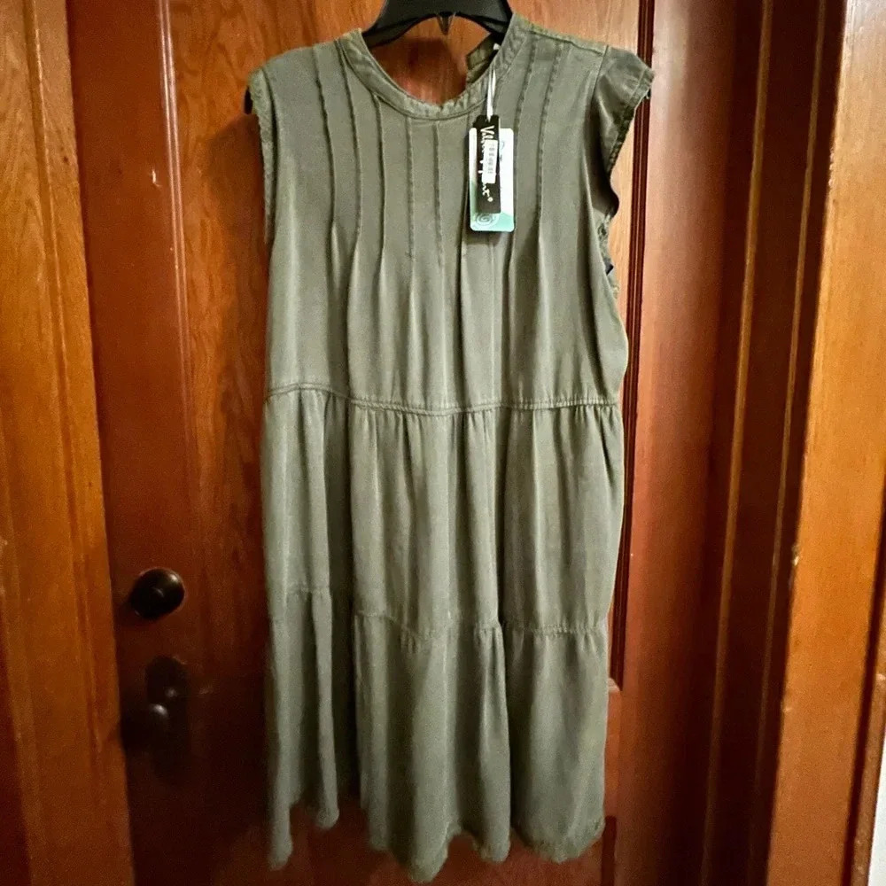 Velvet Heart Green Tencel Sleeveless Dress (Size L)